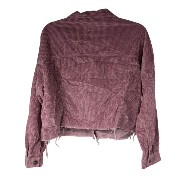 American Eagle Corduroy Crop Jacket Womens Small Mauve Button Front - Picture 2 of 8